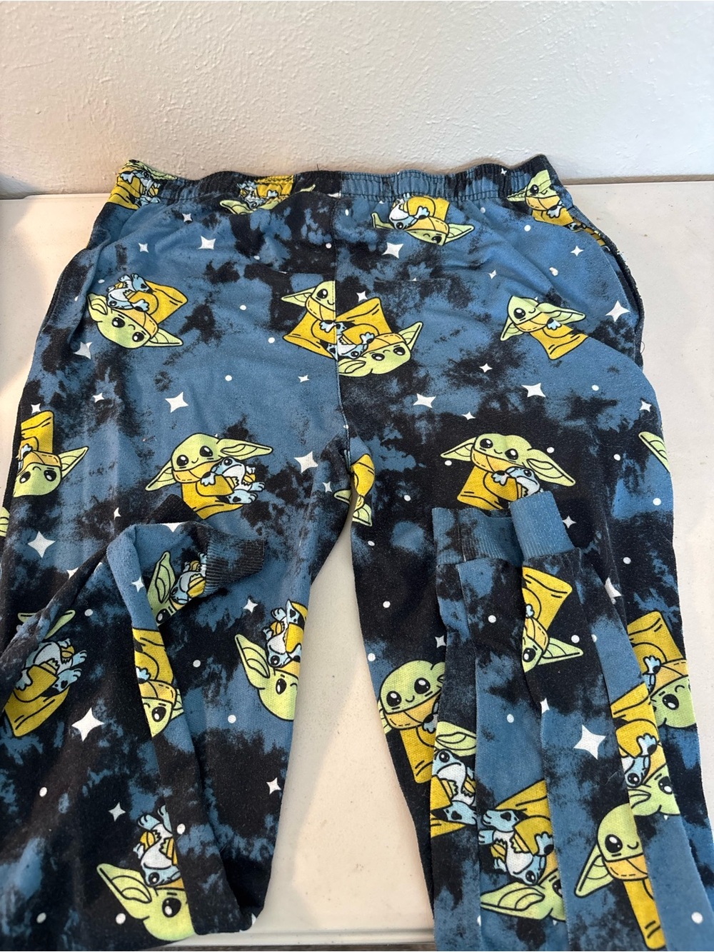 Star Wars Blue and Yellow Baby Yoda Fleece Pajama Bottoms
